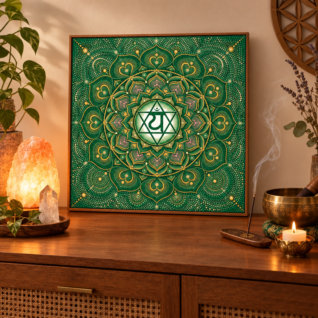 Mandala Chakra Coração — Pontilhismo