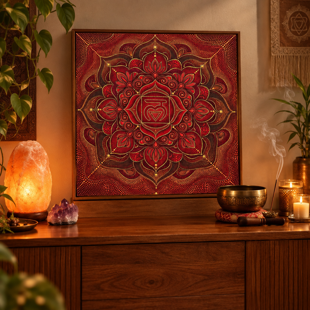 Mandala Chakra Raiz — Pontilhismo