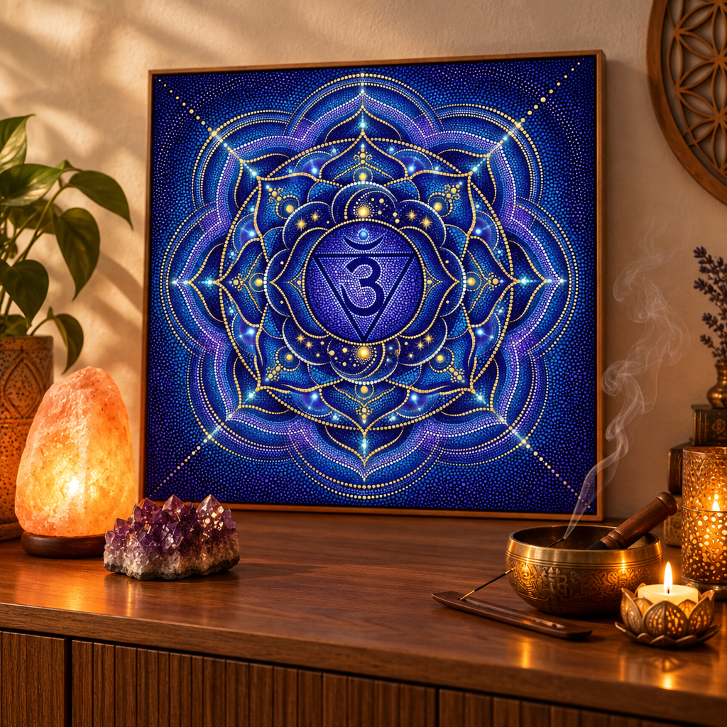 Mandala Chakra Terceiro Olho — Pontilhismo