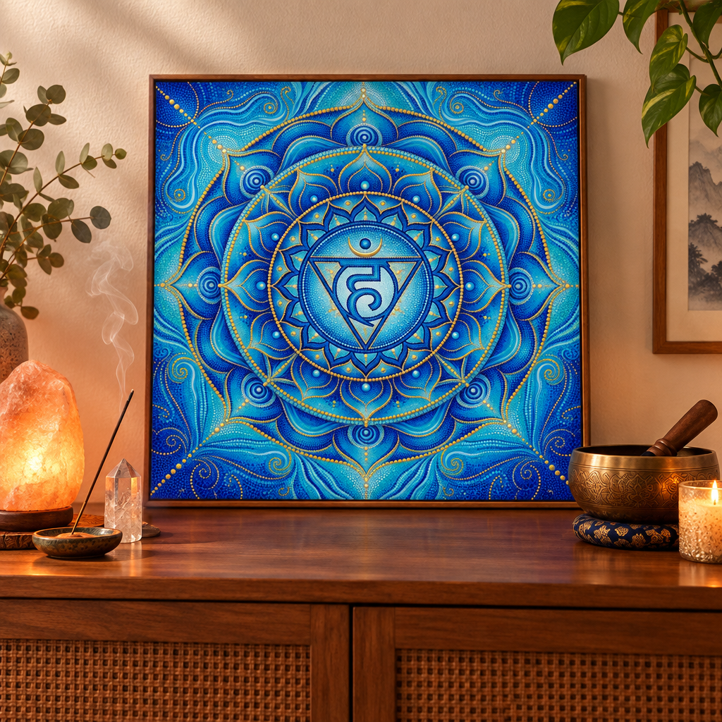 Mandala Chakra Garganta — Pontilhismo